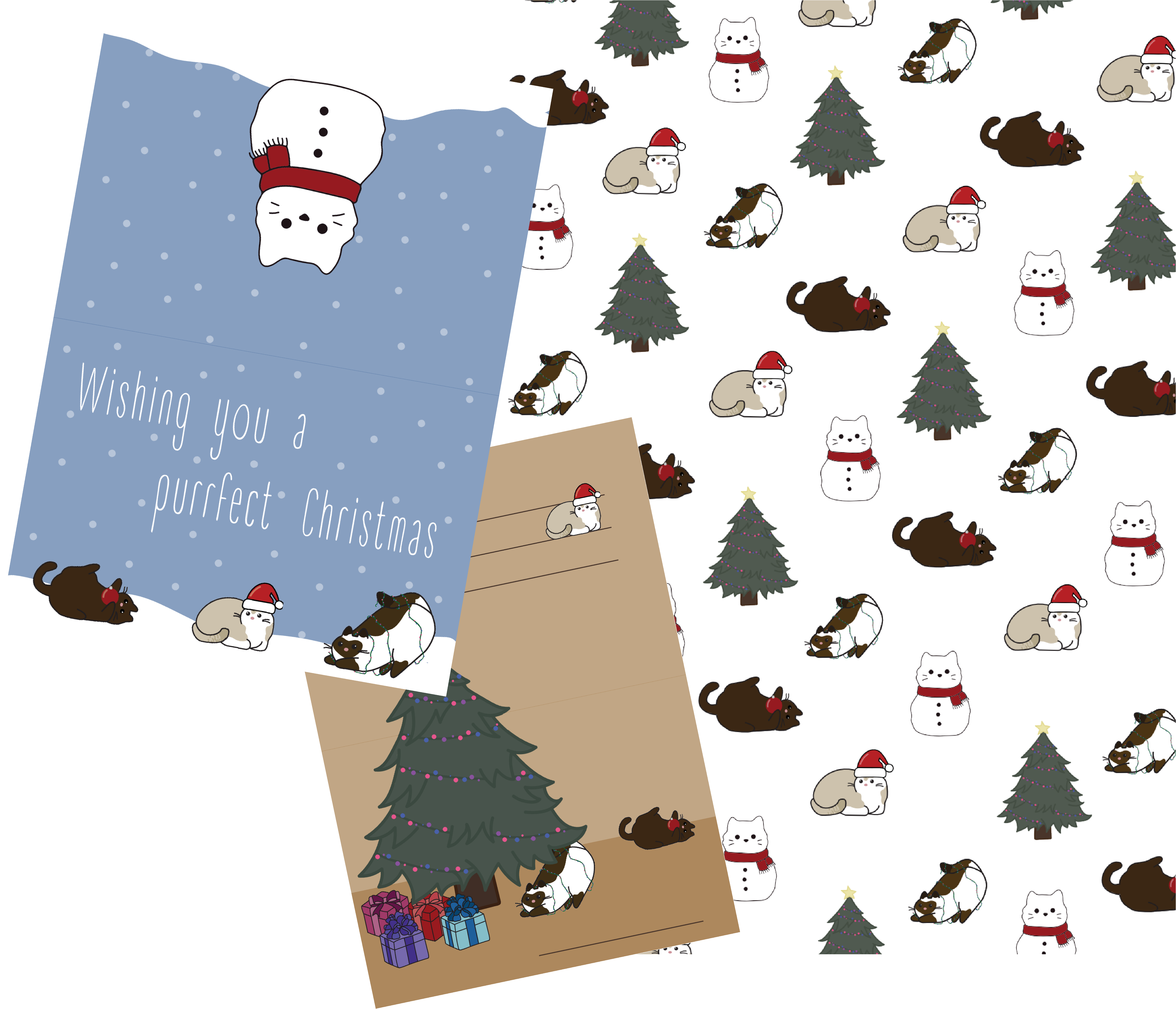 Weihnachtskarte und Geschenkspapier